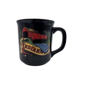 Vintage Indiana Covered Bridge Lipco Mug Cardinal Souvenir 3.5"